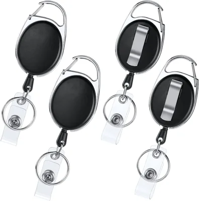 Vicloon Retractable Clip avec Clé en Forme de Tournevis, Lanyard Réel pour Carte d'Identité et Clés - 4 Pack (Meilleure Offre)