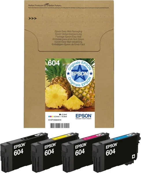 Epson 604 Series Pineapple - Inkjet Printer Cartridges, Multipack 4 Colours (Black, Cyan, Magenta, Yellow), STD Format