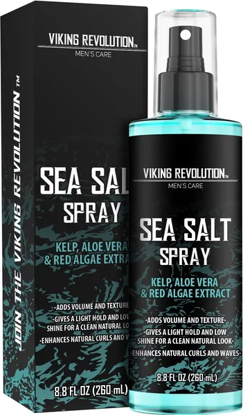 Spray au sel de mer Viking - Soin pour hommes avec extrait de kelp, aloé vera et algue rouge - Volume et texture - B