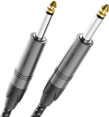 Câble d'instrument deleyCON 5m, 6.35mm à 6.35mm Jack Mono AUX Studio, Cuivre OFC Pur (AWG24)