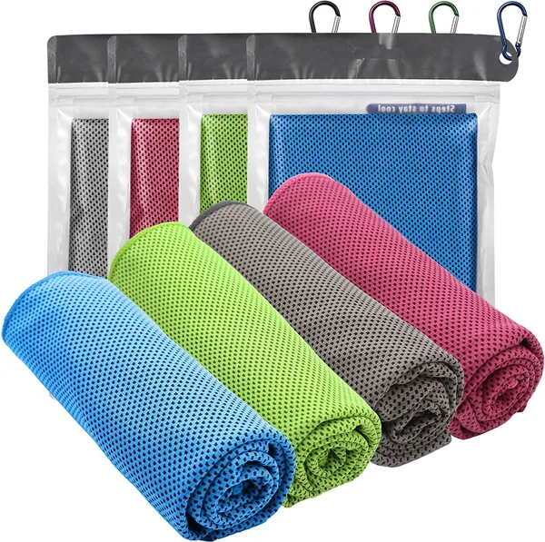 DDSHUN 4 Pcs Cooling Towels, 100x30cm, Cool Cold for Neck