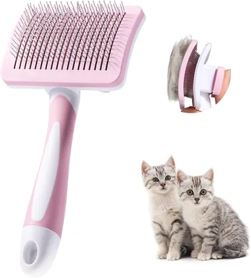 Brosse auto-nettoyante Vinabo pour animaux de compagnie, adaptée aux poils longs et courts, élimine efficacement le sous-poil tombant