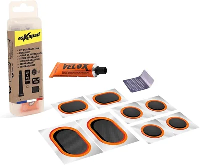 Kit de réparation de crevaison esKapad : 8 patchs + colle 10 ml, Noir - Best Deal