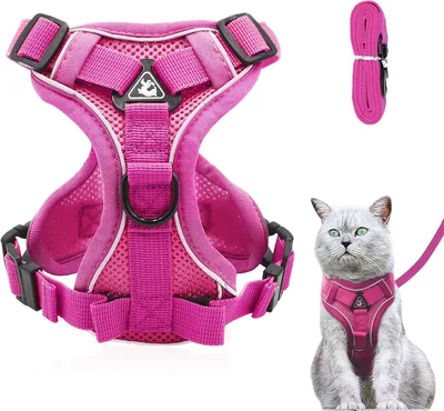 Harnais réglable pour chat Anti-Déchirure Doux pour chiot (Rose)