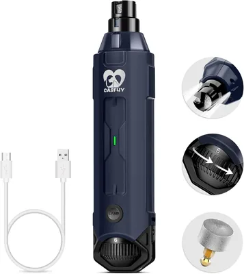 Casfuy 6-Speed Dog Nail Grinder - Quiet Rechargeable Electric Trimmer