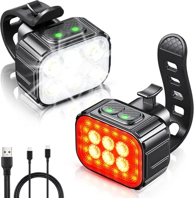 CIRYCASE Luci Bici Kit 15% Off - Ricaricabile USB & Impermeabili IP65 per Bicicletta LED con Fascio Luminoso Spot & Flood, 8+12 Modal