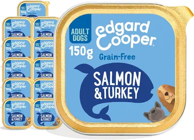 Edgard & Cooper Cibo Umido per Cani Adulti (Salmone/Tacchino, 150g x 11), Cani Freschi, Ingredienti Naturali, Senza Cereali, Ipoallergenico - Miglior Affare