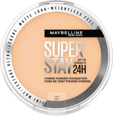 MAYBELLINE New York Super Stay Up to 24HR Hybrid Powder-Foundation, Medium-to-Full Coverage Makeup, 