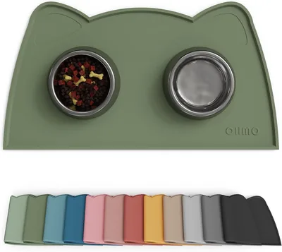 OHMO Katvoedmat, Silicaten Voerplaat voor Huisdieren, Anti-slip Hondenspeelplateau, Waterdicht (46 x 25 cm, Camouflage Groen) - 24% Korting