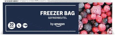 Amazon Gefrierbeutel mit Reißverschluss, Transparent, Blau, 1 Liter, 20 Stück, Packung von 1 - Best Deal