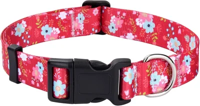 Mihqy Dog Collar Red Flower Design for Medium Dogs (12.9"-21.6") Best Deal