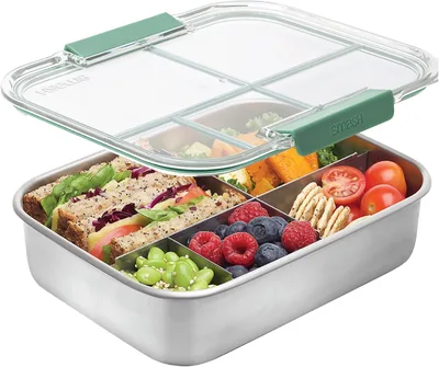 Smash Stainless Steel Bento Lunch Box, 5 Compartments Sage (40039) Best Deal