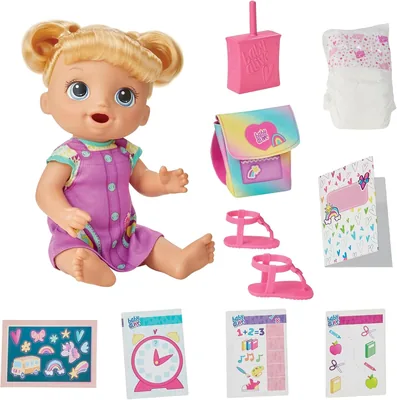 Baby Alive Time for School Baby Doll Set, 12 Inch Blonde Hair