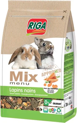 Riga - Mix Menu for Dwarf Rabbits - Vitamin Mix - Carrot - Seeds, Cereals & Vegetables - Rich in Vit