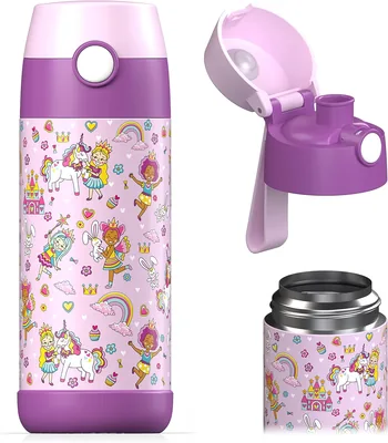 Bottiglia Termica Jarlson Mali per Bambini, 350 ml - Acciaio Inossidabile, Senza BPA e Ftalati