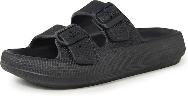 BenSorts Women Men Pillow Sandals Adjustable Buckles Slides Thick Sole