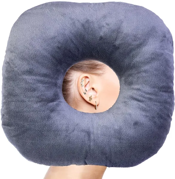 Coceyese Ear Piercing Pillow - Side Sleeper Relief, Light Grey