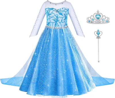 ACWOO Elsa Dress Set, Kostuum Elsa Anna Vriezende Meisje Prinses met Kronenstaf