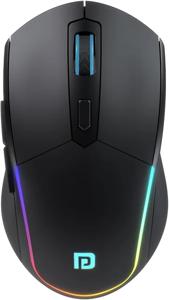 Portronics Toad One Bluetooth Mouse with 2.4 GHz & BT 5.3 Dual Wireless, 6 Buttons, Rechargeable, RGB Lights, Connect 3 Devices, Ergonomic Design for Laptop, Smartphone, Tablet (Black)