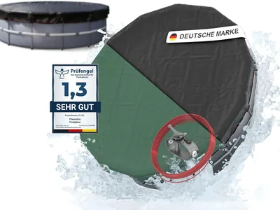 Planenfux® Poolabdeckung Rund 366 cm (für Durchmesser 320-366 cm Pools) Solar | 2-in-1 Planenplane aus 200 g/m² PE Material