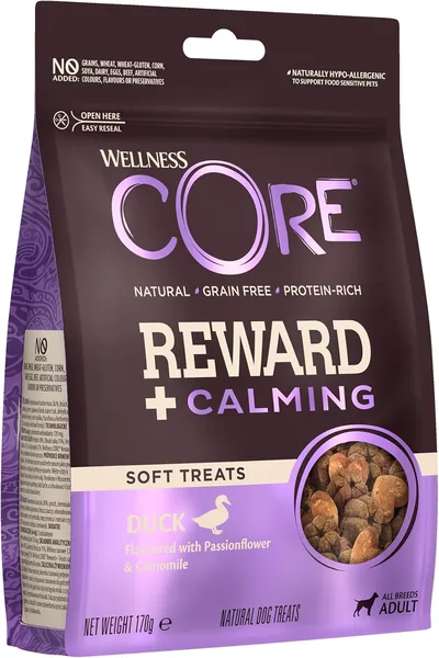 Wellness CORE Reward+ Calming 170g, Canard/Camomille - Gâteries pour Chiens, Sans Grain, Naturel, Hypoallergénique, Haute Protéine, Meat