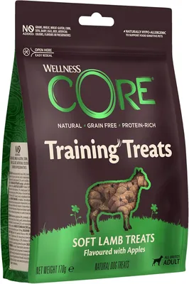 Wellness CORE Training Treats 170g, Lam/Appel - Voor Honden, Graanvrij, Natuurlijk, Hypoallergeen, Hoog Proteïne