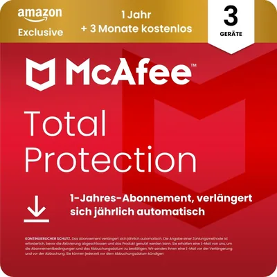 McAfee Total Protection 2023 | Exklusiv bei Amazon | Schutz für 3 Geräte | Virenscanner & Internet-Sicherheit