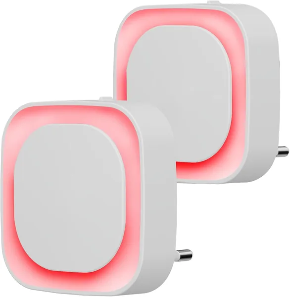 YUNLEX Plug-in Night Lamp 2 Pack, Red Dim Night Light, Auto On at Dusk and Off at Dawn, Dimmable LED for Bedroom, Baby Room, Bathroom