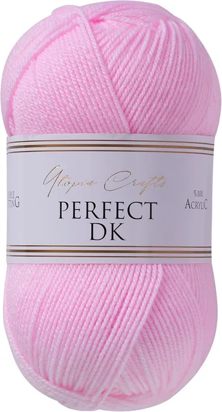 Utopia Crafts DK Double Knitting Yarn 100g (1, Baby Pink)