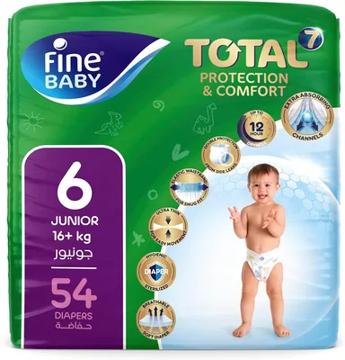 Fine Baby Total 7 Diapers Size 6, Junior (16+ kg), 54 Count - 28% Off