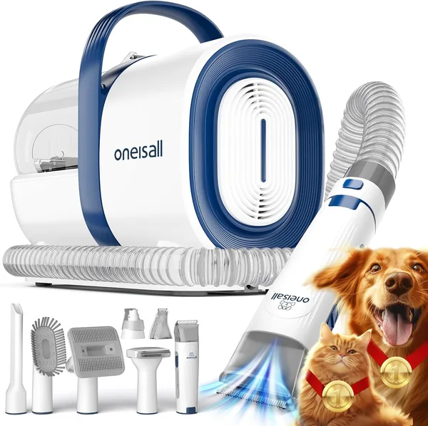 Oneisall Dog Grooming Kit - Professional Vacuum with 7 Tools for Pets