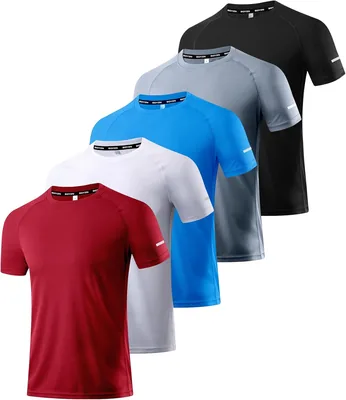 Boyzn, Paquete de 1, 3 o 5 Camisas para Correr de Entrenamiento para Hombres, Absorción de Humedad, Camisetas Atléticas - Mejor Oferta