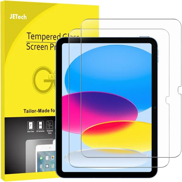 JETech Screen Protector for iPad (A16) 11th/10th Generation (2025/2022), Tempered Glass Screen Protector, HD Clear, Pack of 2