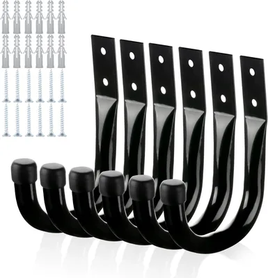 KURUI Metal Wall Hooks 6pcs for Heavy Duty Garage Organization
