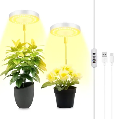 Ainiv Plant Lamp med Base, 2 stk, 48 Full Spectrum LED Grodlamp för 180° Grow Light med Automatisk Timer