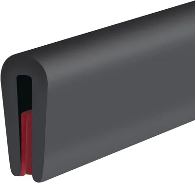 Rubber trim strip, self-adhesiv U-formad skyddare för dörrar, flexibel, 1.5mm, passar 0-2mm