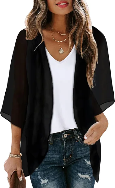 Womens Floral Kimono Cardigan Chiffon Beach Coverups Sheer Swimsuit Cover Up Casual Summer Tops