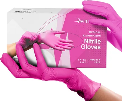 Fuchsia Pink Nitrile Gloves 50ct - 3mil Medium Powder/Latex Free