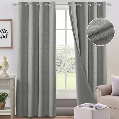 Cortinas Blackout NANWEI Lino con Aislamiento Térmico, 100% Oscurecimiento y Ojal Superior