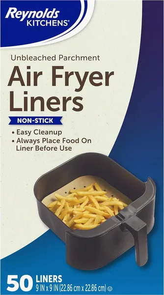 Reynolds Kitchens Air Fryer Liners Disposable Unbleached Parchment Paper Sheets 50 Count