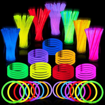 JOYIN 100 Pcs Glow Sticks Bulk 8" Glowsticks, Glow Stick Bracelets Necklaces, Glow in the Dark Party