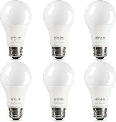 DiCUNO E27 Bulb, LED Light Bulb, Daylight White 5000K, CRI 90, 100W Equivalent, 15W 1350LM, A60 Edis