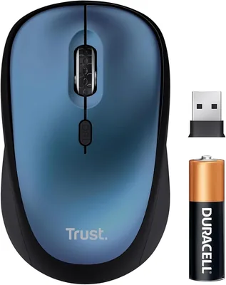Trust Yvi+ Mouse Wireless Silenzioso con Design Sostenibile, 800-1600 DPI, per Mano Sinistra e Destra, Microricevitore USB, M