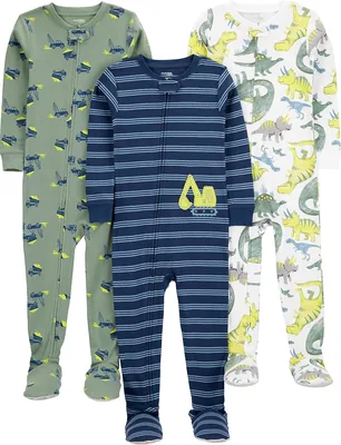Macacão de Dormir para Bebês Pijama de Algodão com Pés Justos Simple Joys by Carter's - Meninos