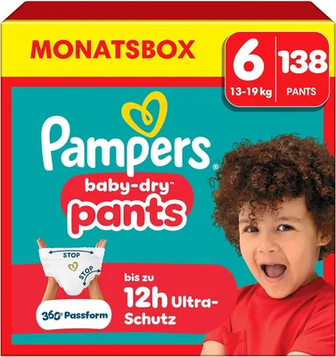 Pampers Baby-Dry Windeln Gr. 6 (14-19 kg), Extra Large mit Stop & Schutzbeutel, Monatsbox 138 Stück - 22% Rabatt