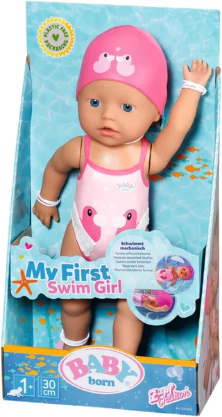 Zapf Creation 835302 BABY born My First Swim Girl (30 cm) - Badepuppe met bewegelijke armen en benen, zwemt in water - 15% Korting