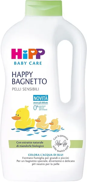 HiPP Baby Care - Foam da Bagno Happy HiPP, Formato Familiare, per Pelle Sensibile, pH Neutro, con Estratto di Mandorle Organiche Naturali, 1