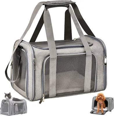 TOFFCAEA Sac de Transport pour Animaux de Compagnie Doux en Toile, Pour Chat ou Chien, Respirant et Pliable, avec Bandoulière Réglable et Tissu Doux