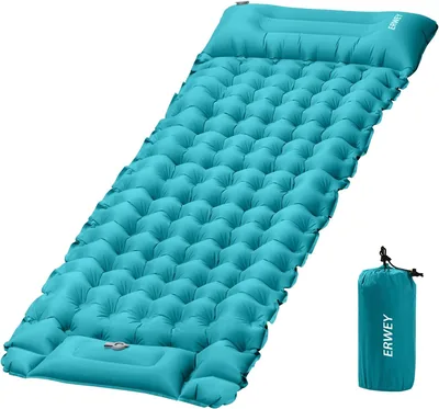ERWEY Camping Slaapmat 200 x 70 cm Inflatabele Luchtmatras met Voetpomp en Kussens Waterdicht Kamperen Lucht