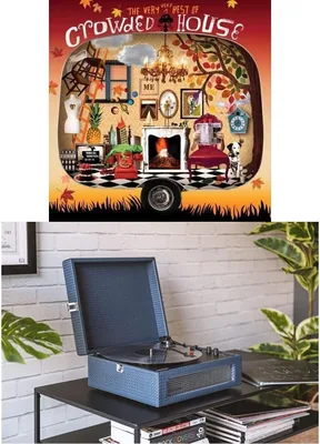 Crosley Voyager Turntable Navy + Crowded House Bundle - Best Deal